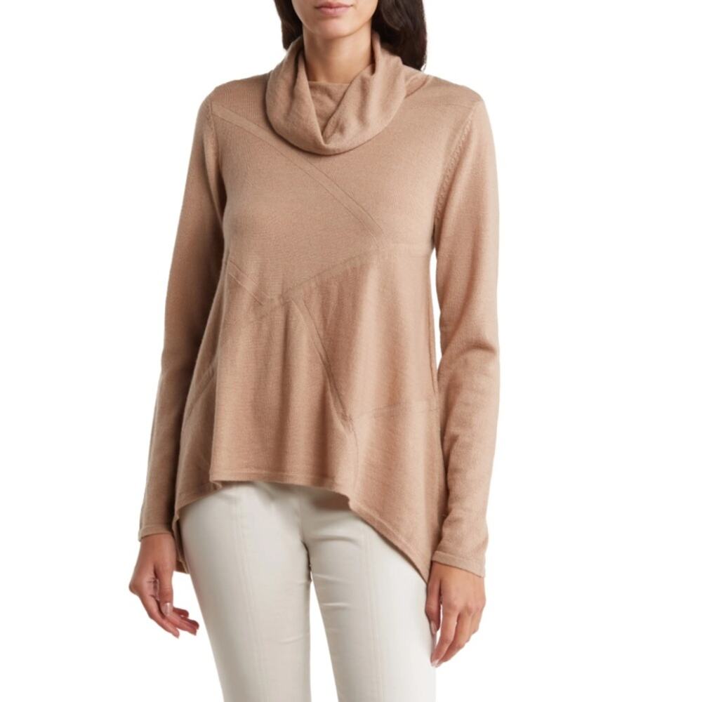 Donna Karan New York Womens M Asymmetric Cowl Neck Wool Blend Sweater NEW